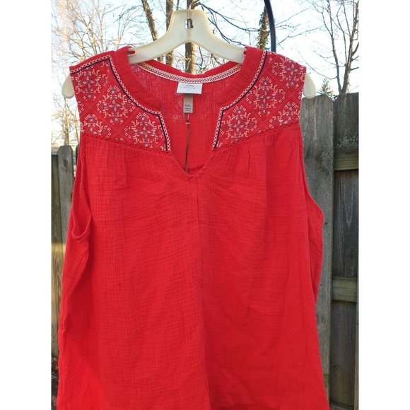 KNOX ROSE Women's Size XXL Top BOHO BLOUSE Shirt w/Embroidered Accents - Picture 7 of 7